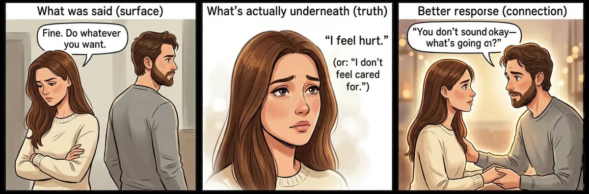 Surface words vs underlying truth vs better response